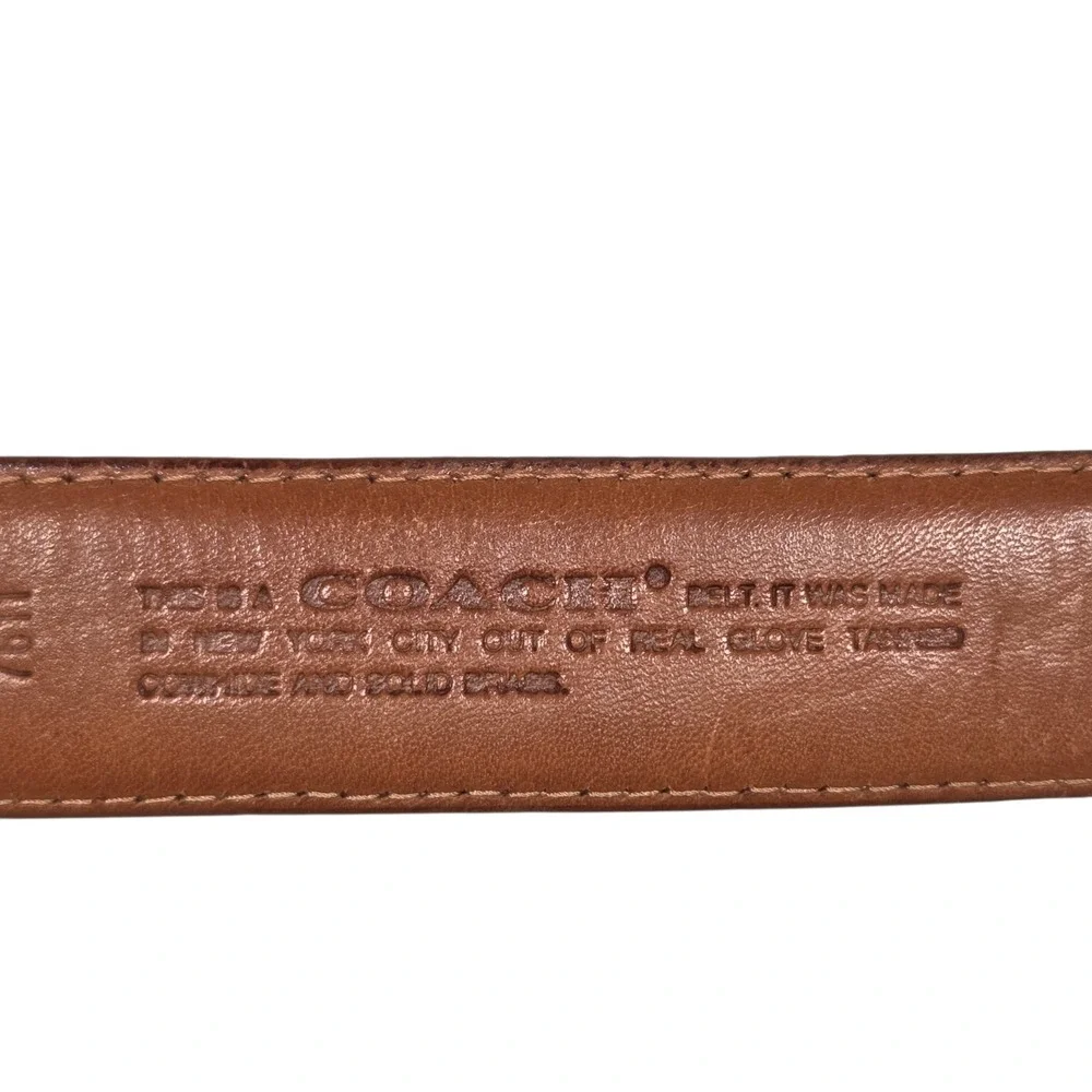 Vintage Coach Leather Belt 34 Brown 7611 Glove Tanned Brass Buckle NYC 90's USA